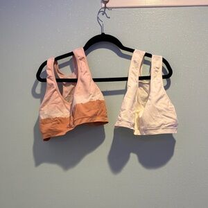 Women's Colorblock Sports Bras - Pink and Cream